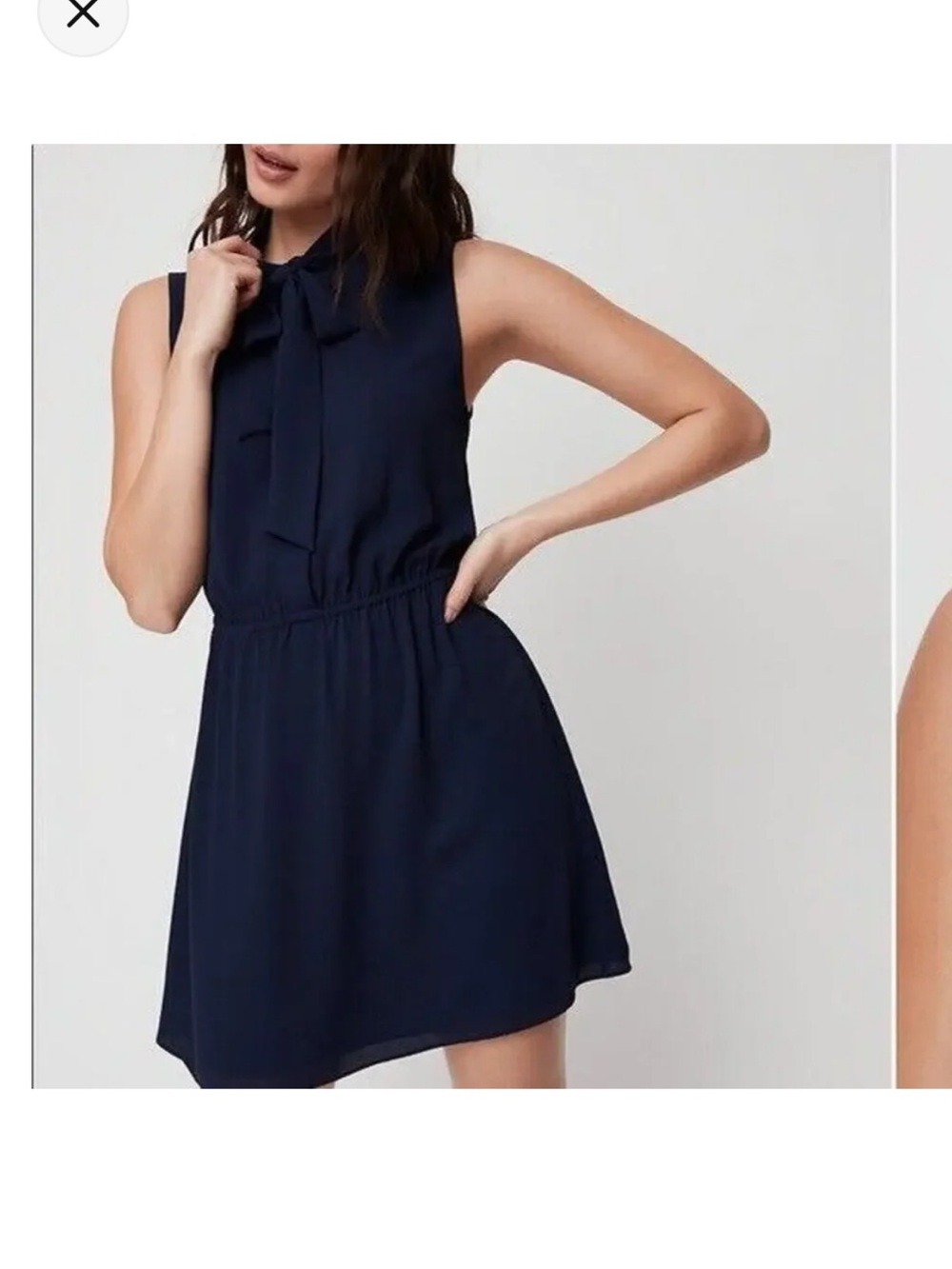 Sunday Best Navy Sleeveless Tie-Neck Mini Dress Size S